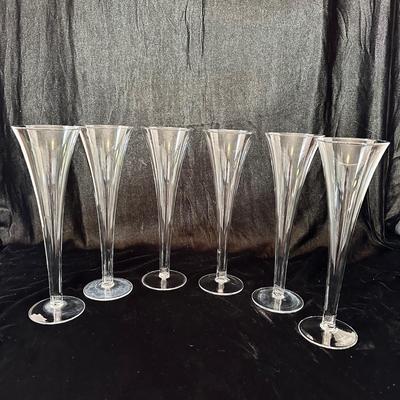 Set of Six Trumpet Flute Champagne Glasses (DR-KL)