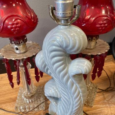 Vintage lamps & red glass