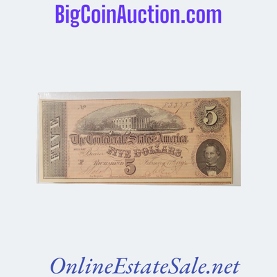 THE CONFEDERATE STATES AMERICA 5 DOLLAR NOTE