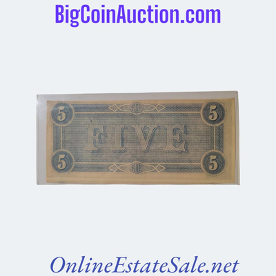 THE CONFEDERATE STATES AMERICA 5 DOLLAR NOTE