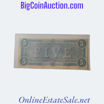 THE CONFEDERATE STATES AMERICA FIVE DOLLARS NOTE