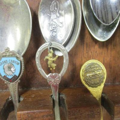 Souvenir Collection Of Spoons & Holder
