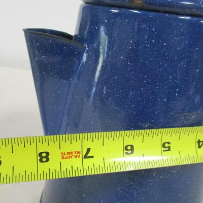 Blue Speckled Enamel Coffee Pot