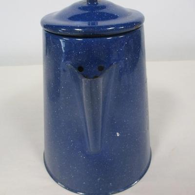 Blue Speckled Enamel Coffee Pot