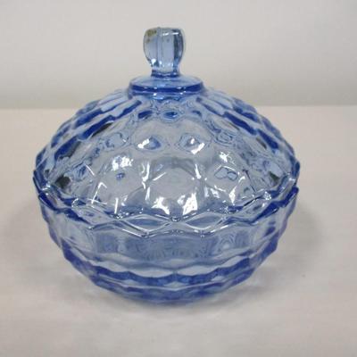 Vintage Fostoria Cubist Light Blue Candy Dish