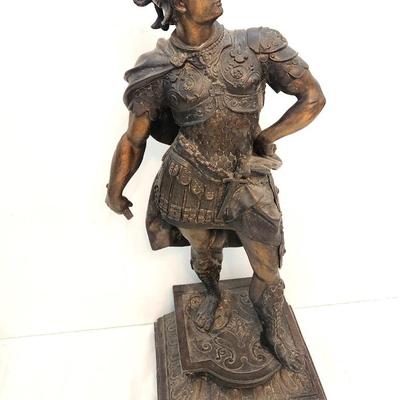 Lot #104  Antique Pot Metal Figure of Roman Centurian