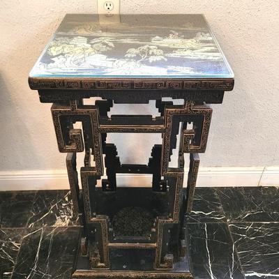 Lot #105  Chinese Style Stand w/painted top