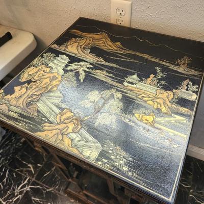 Lot #105  Chinese Style Stand w/painted top