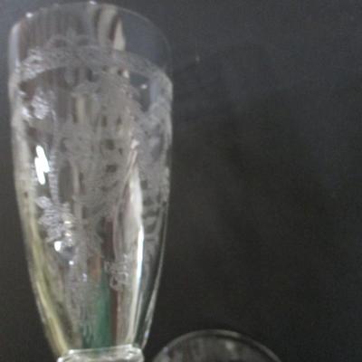 9 Crystal Etched Glasses