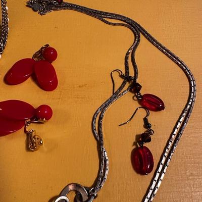 Red, silver and black jewelry