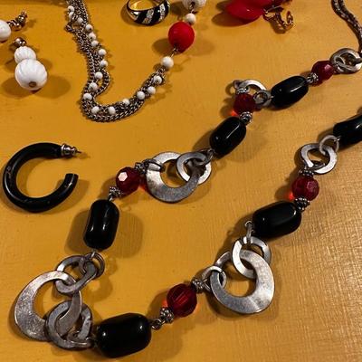 Red, silver and black jewelry