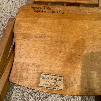 Small childâ€™s wooden folding chair vintage