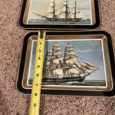 Tin ship trays sailing ships