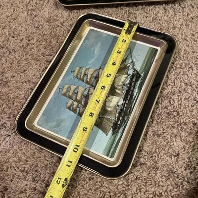 Tin ship trays sailing ships