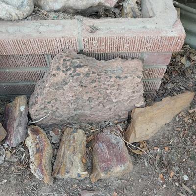 A GOOD VARIETY OF PETRIFIED WOOD AND LANDSCAPING ROCKS
