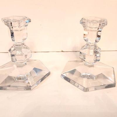 Lot #112  Pair Val St. Lambert Crystal Candlesticks
