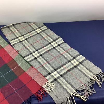 821 Designer Style Grey Scarf & Plaid Cashmere