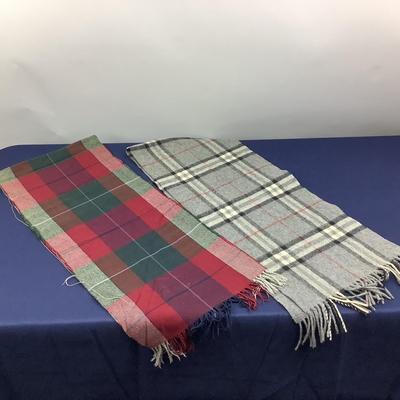 821 Designer Style Grey Scarf & Plaid Cashmere