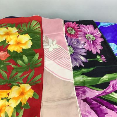 832 Floral Scarf Lot Hydrangea Hibiscus Adrienne Vittadini