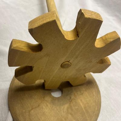 Antique Primitive Large Old Banded Wood Slat Butter Milk Churn With Dasher & Lid (BO-MG)