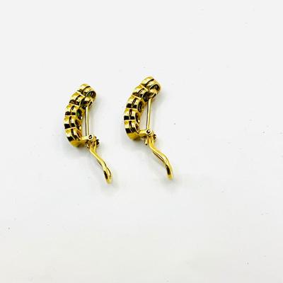 Lot 796 14k Yellow Gold Green Topaz Omega Clip-On Pierced Earrings
