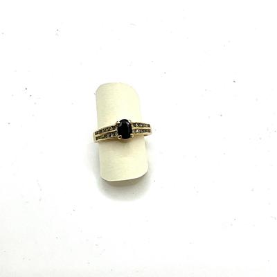 Lot 799 Dark Blue Topaz and Diamond Ladies Ring 14K Size 5.75