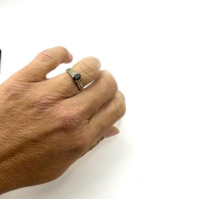 Lot 799 Dark Blue Topaz and Diamond Ladies Ring 14K Size 5.75