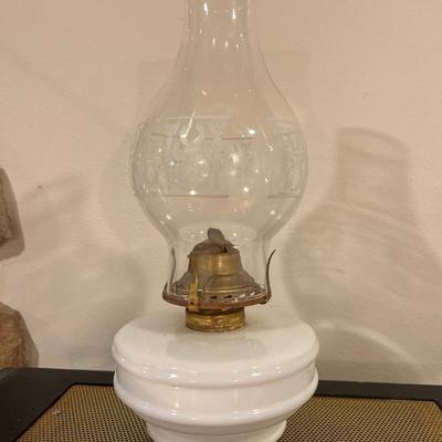 Milk glass kerosene lamp