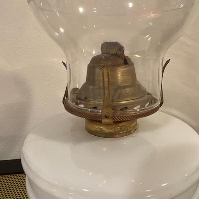 Milk glass kerosene lamp