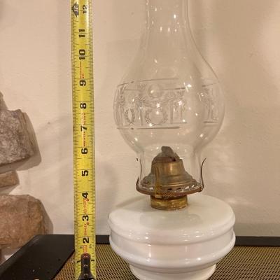 Milk glass kerosene lamp