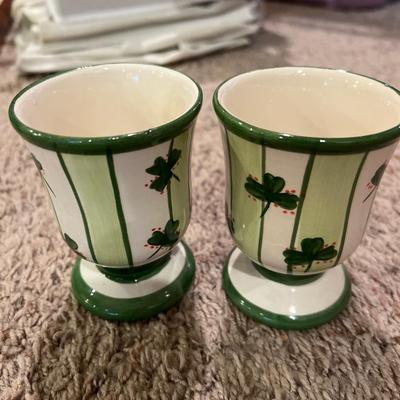 Ceramic green clover cups