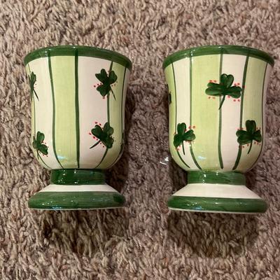 Ceramic green clover cups
