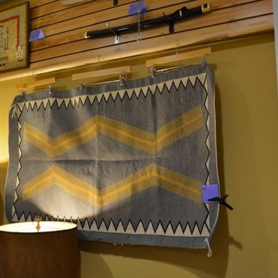 Beautiful Grey Southwestern Wool Rug/Wall Hanging 54"x32"