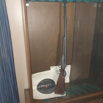WOODEN GUN CABINET WITH GLASS FRONT