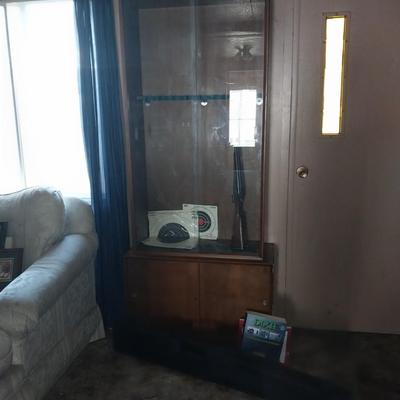WOODEN GUN CABINET WITH GLASS FRONT