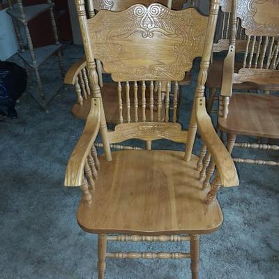 FIVE OAK WOODEN CHAIRS
