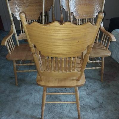 FIVE OAK WOODEN CHAIRS