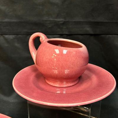 Vintage Metlox Poppytrail Mauve Pink Four Piece Lot Oval Serving Platter Dish Sugar Bowl Saucer