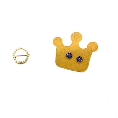 806 14k Yellow Gold Seed Pearl Pin with Enamel Flower 14k Yellow Gold Earrings