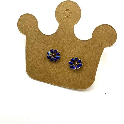 806 14k Yellow Gold Seed Pearl Pin with Enamel Flower 14k Yellow Gold Earrings