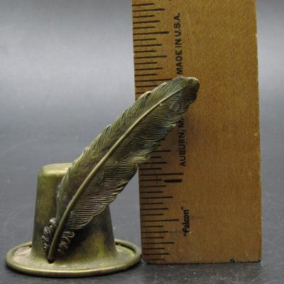 Vintage Brass Classical Top Hat with Feather Candle Snuffer