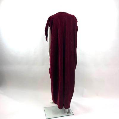 817 Vintage HALSTON IV Burgundy Velour House Dress