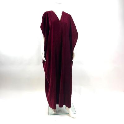 817 Vintage HALSTON IV Burgundy Velour House Dress