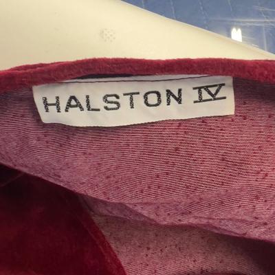 817 Vintage HALSTON IV Burgundy Velour House Dress
