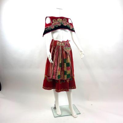 819 Vintage Portuguese Folk Art Embroidered Dress for Young Girl