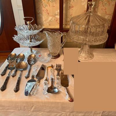 Lot of Formal Serving-ware - Fostoria, Lead Crystal, Silver Plate