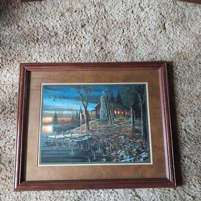 THREE FRAMED & SIGNED CABIN HOME PICTURES