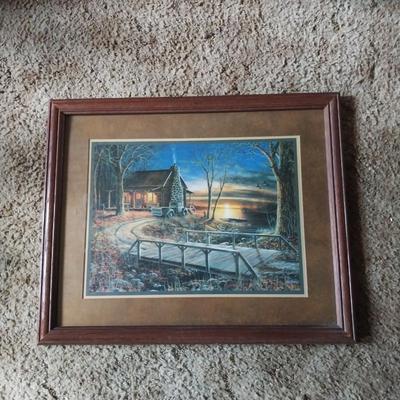 THREE FRAMED & SIGNED CABIN HOME PICTURES