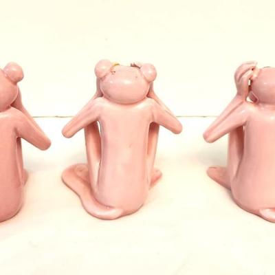 Lot #114  Set of 3 Scarce Pink Panther figurines - Hear, See, Say no Evil