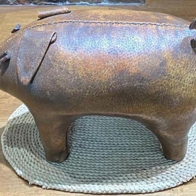 Vintage Abercrombie & Fitch Leather Pig Footstool